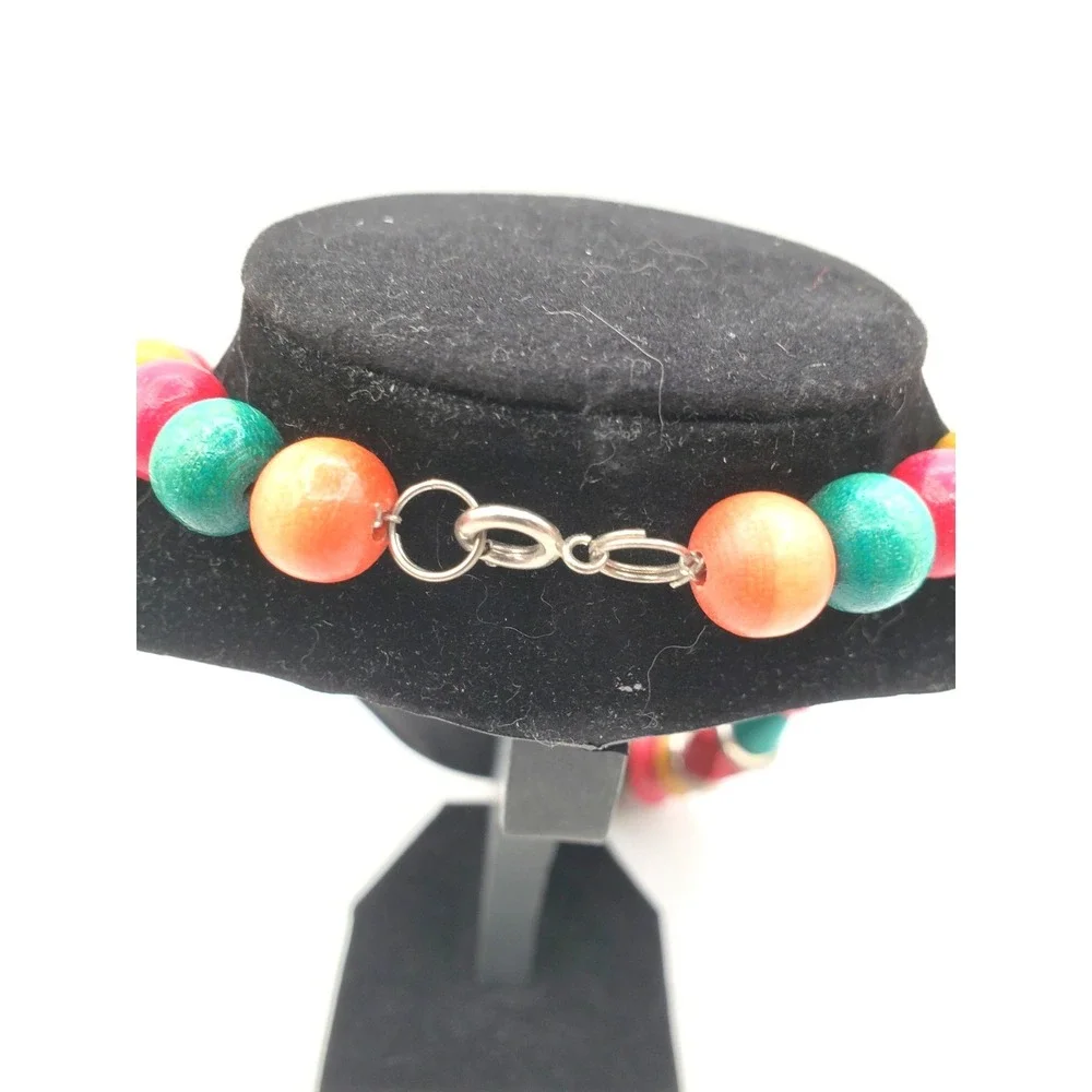 Vintage Chunky Multi Color Wood Bead 20